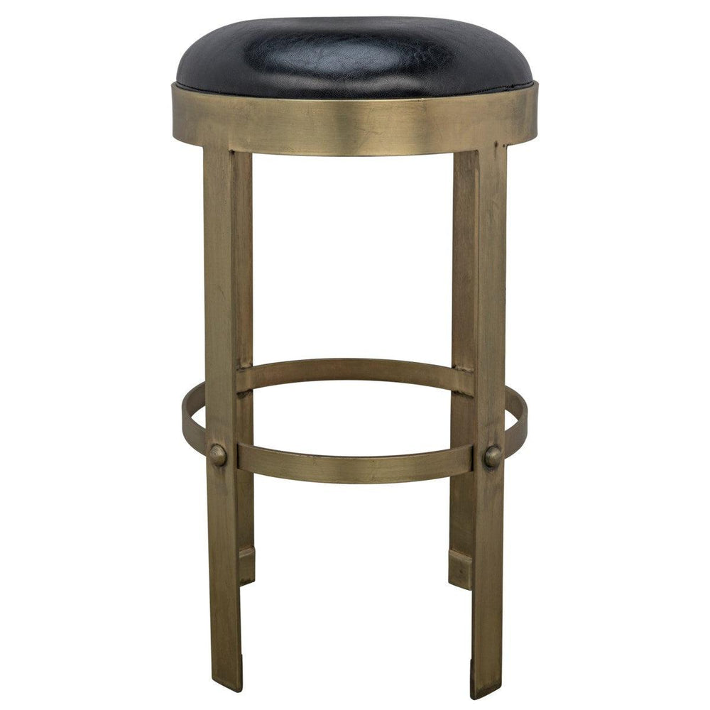 Noir Furniture Prince Counter Stool with Leather, Brass Finish-Noir Furniture-Blue Hand Home