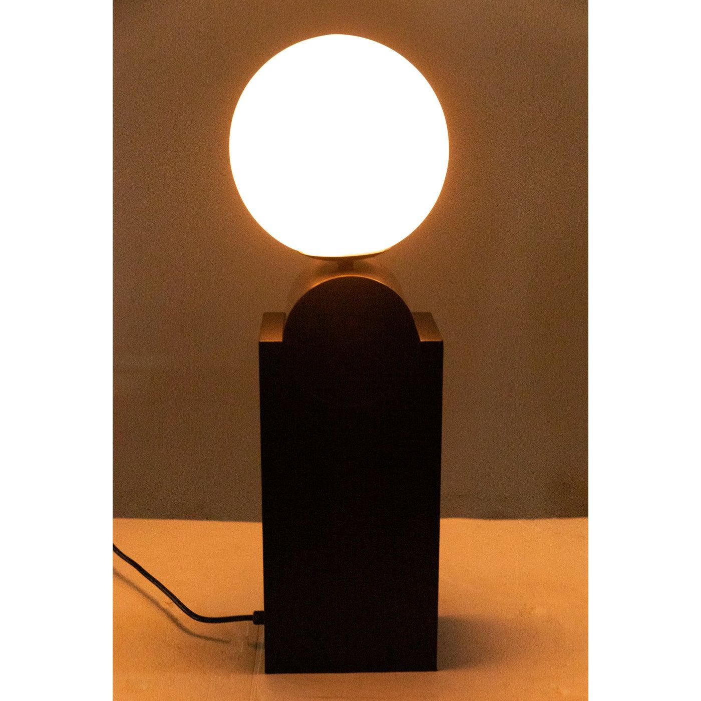 Noir Kate Table Lamp, Black Metal with Antique Brass Accent-Noir Furniture-Blue Hand Home