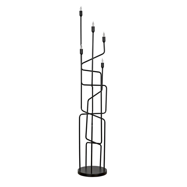 Noir Moriarty Floor Lamp, Black Metal-Noir Furniture-Blue Hand Home