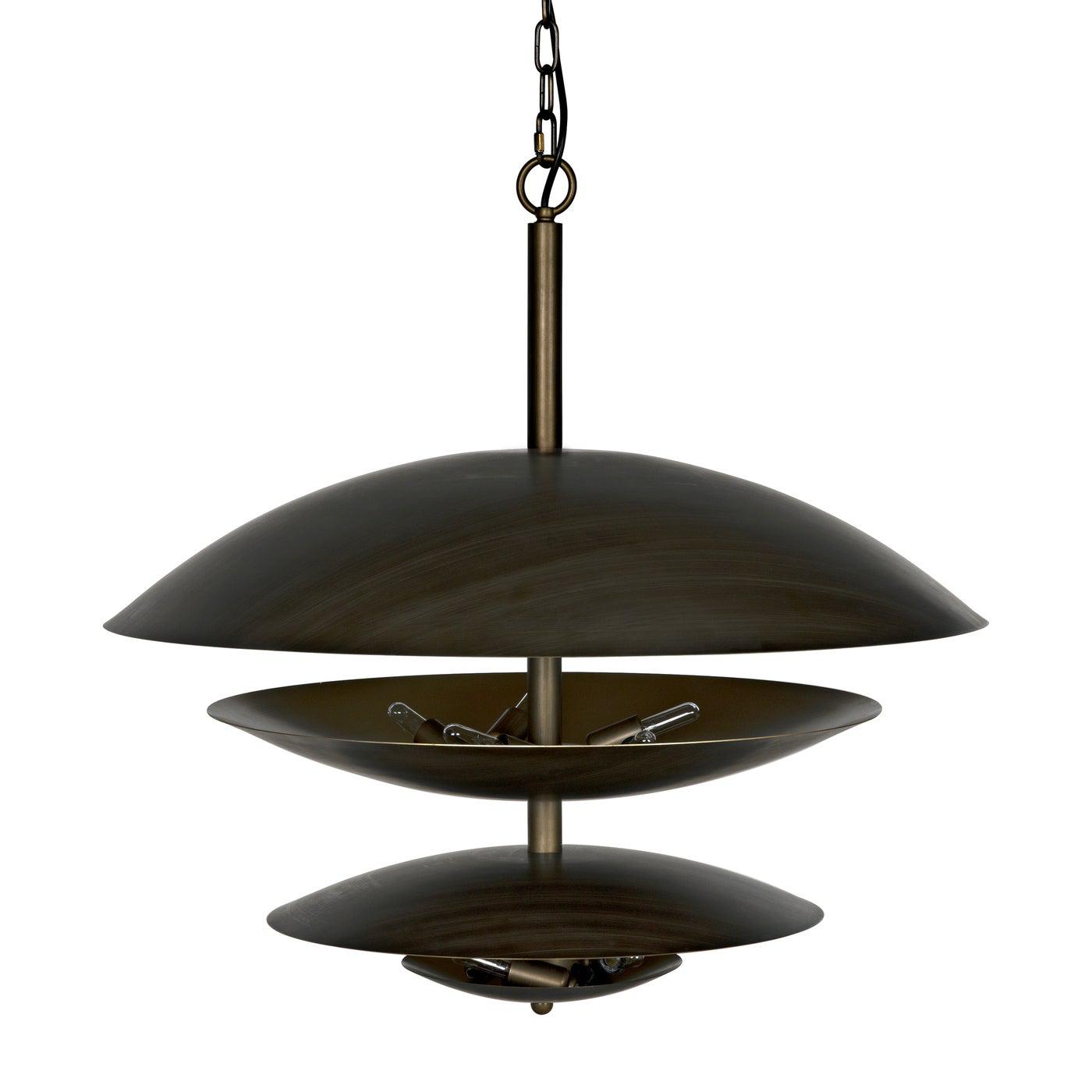 Noir Nora Chandelier, Metal with Aged Brass Finish-Noir Furniture-Blue Hand Home