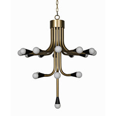Noir Quinne Chandelier, Metal with Aged Brass Finish-Noir Furniture-Blue Hand Home