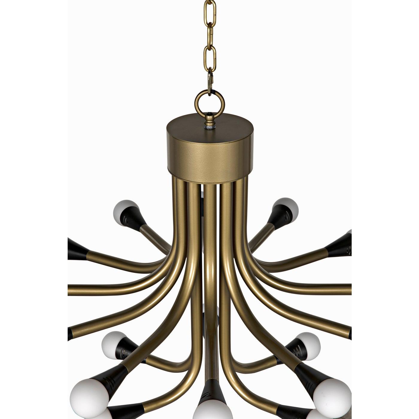 Noir Quinne Chandelier, Metal with Aged Brass Finish-Noir Furniture-Blue Hand Home