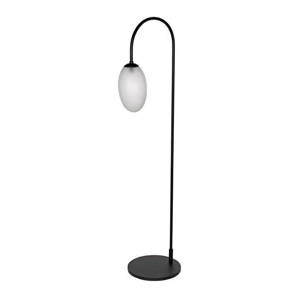 Swan Floor Lamp, Black Steel-Noir Furniture-Blue Hand Home