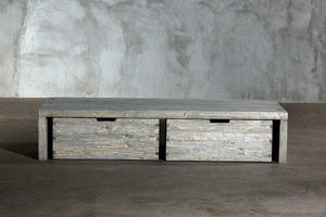Reclaimed Elm Dovetail Cocktail With Drawers-Organic Restoration-Blue Hand Home