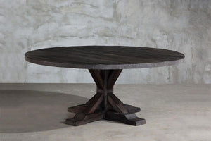 Reclaimed Elm Round Dining Table - Rail Base-Organic Restoration-Blue Hand Home