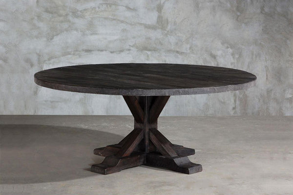 Reclaimed Elm Round Dining Table - Rail Base-Organic Restoration-Blue Hand Home