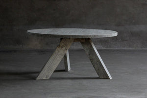 Reclaimed Elm Round Dining Table - V Base-Organic Restoration-Blue Hand Home