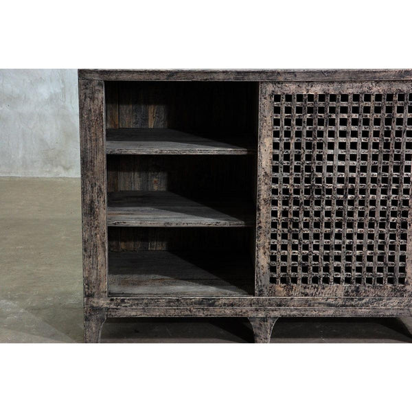 Reclaimed Elm Small Slatted Buffet-Organic Restoration-Blue Hand Home