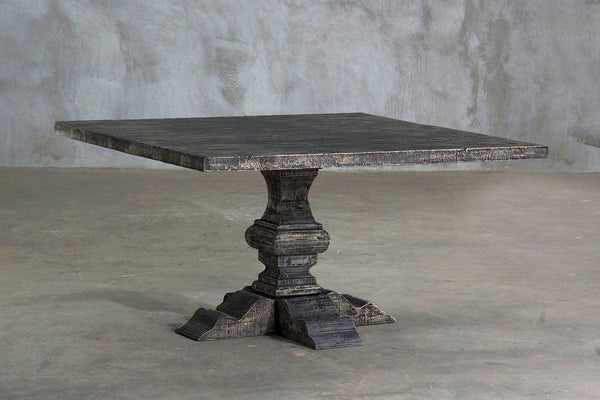 Reclaimed Elm Square Dining Table - Pedestal Leg-Organic Restoration-Blue Hand Home