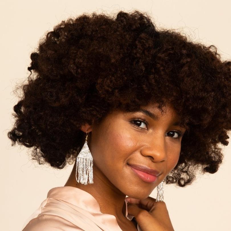 Silver Petite Luxe Fringe Earrings-Ink + Alloy-Blue Hand Home