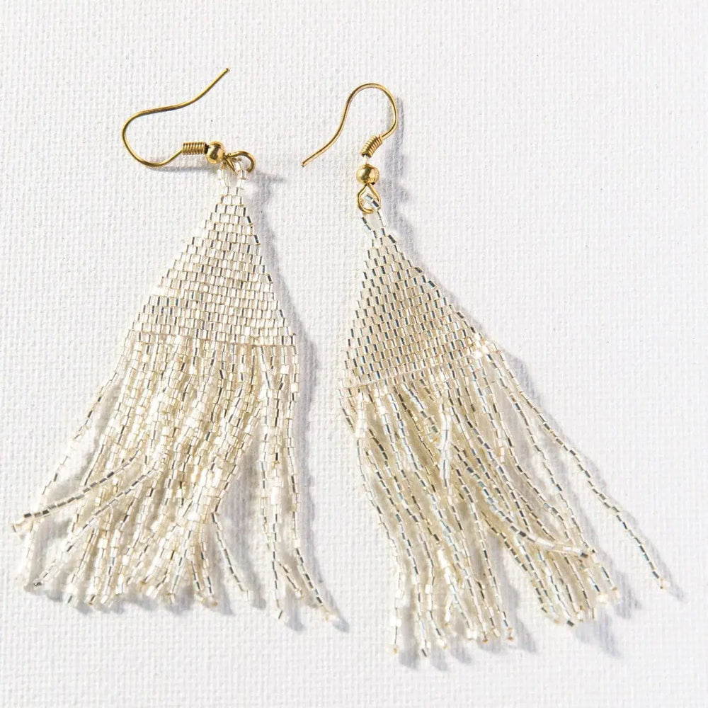 Silver Petite Luxe Fringe Earrings-Ink + Alloy-Blue Hand Home
