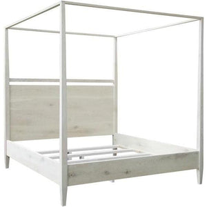 Reclaimed washed oak modern 4-poster bed, queen-CFC Furniture-Blue Hand Home