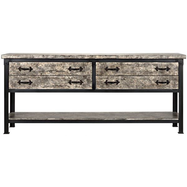 Steel console w/ RL top & drawers, shelf-CFC Furniture-Blue Hand Home
