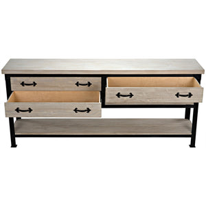 Steel console w/ RL top & drawers, shelf-CFC Furniture-Blue Hand Home