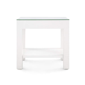 Villa & House - Valentina Grasscloth 1-Drawer Side Table In White-Bungalow 5-Blue Hand Home