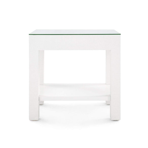 Villa & House - Valentina Grasscloth 1-Drawer Side Table In White-Bungalow 5-Blue Hand Home