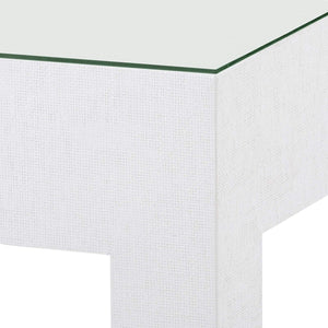 Villa & House - Valentina Grasscloth 1-Drawer Side Table In White-Bungalow 5-Blue Hand Home