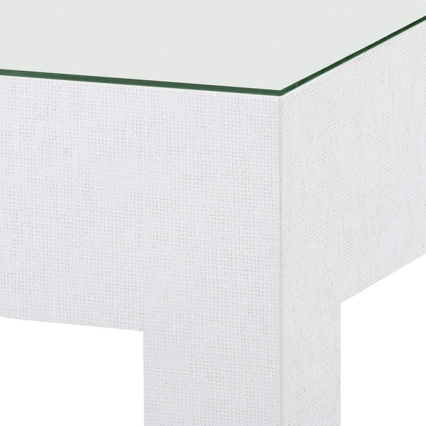 Villa & House - Valentina Grasscloth 1-Drawer Side Table In White-Bungalow 5-Blue Hand Home