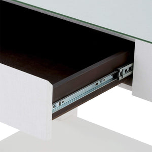 Villa & House - Valentina Grasscloth 1-Drawer Side Table In White-Bungalow 5-Blue Hand Home