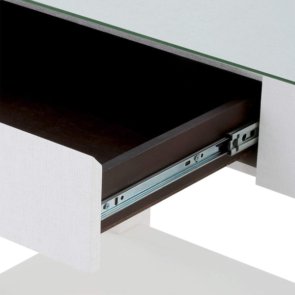 Villa & House - Valentina Grasscloth 1-Drawer Side Table In White-Bungalow 5-Blue Hand Home
