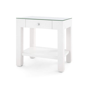 Villa & House - Valentina Grasscloth 1-Drawer Side Table In White-Bungalow 5-Blue Hand Home