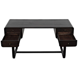 Noir Voltes Desk, Ebony Walnut with Black Steel-Noir Furniture-Blue Hand Home