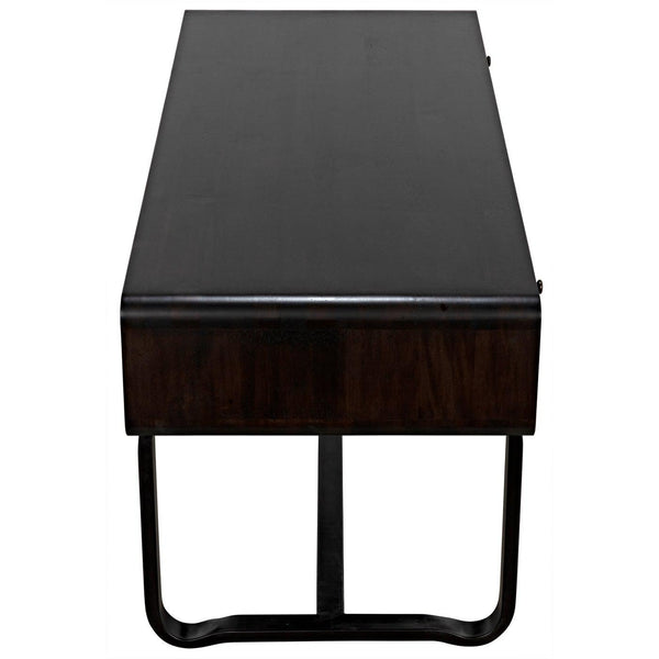 Noir Voltes Desk, Ebony Walnut with Black Steel-Noir Furniture-Blue Hand Home