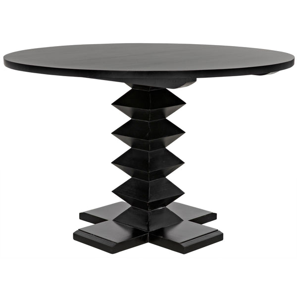 Noir Zig-Zag Base Dining Table, 48", Hand Rubbed Black-Noir Furniture-Blue Hand Home