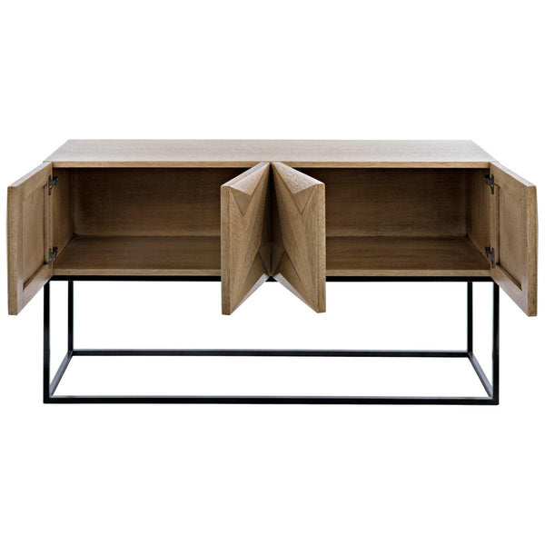 Noir Furniture Zurich Console, Bleached Walnut with Metal-Noir Furniture-Blue Hand Home